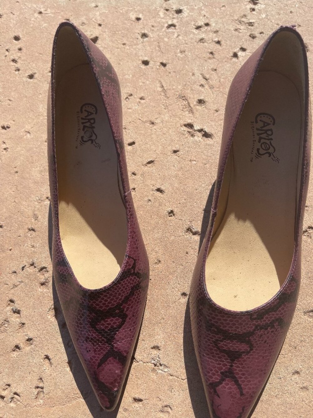 Vintage purple leather snakeskin print pump size 8.5 statement chic date night